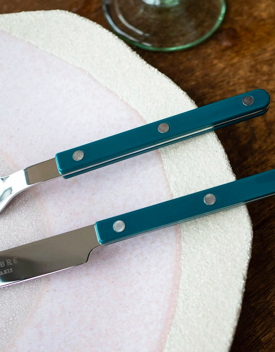 Bistrot couleur Gold Uni, Bleu canard - Couteau à fromage GM